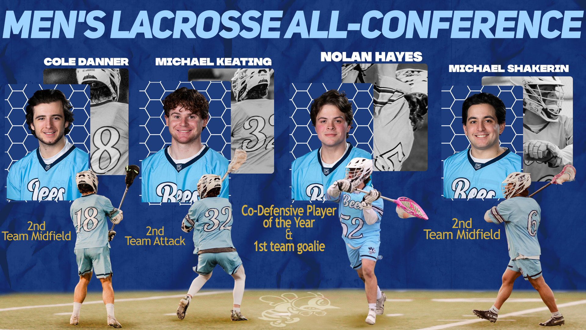Hayes named Heart Co-Defensive Player of the Year; Danner, Keating, and Shakerin 2nd team all-conference