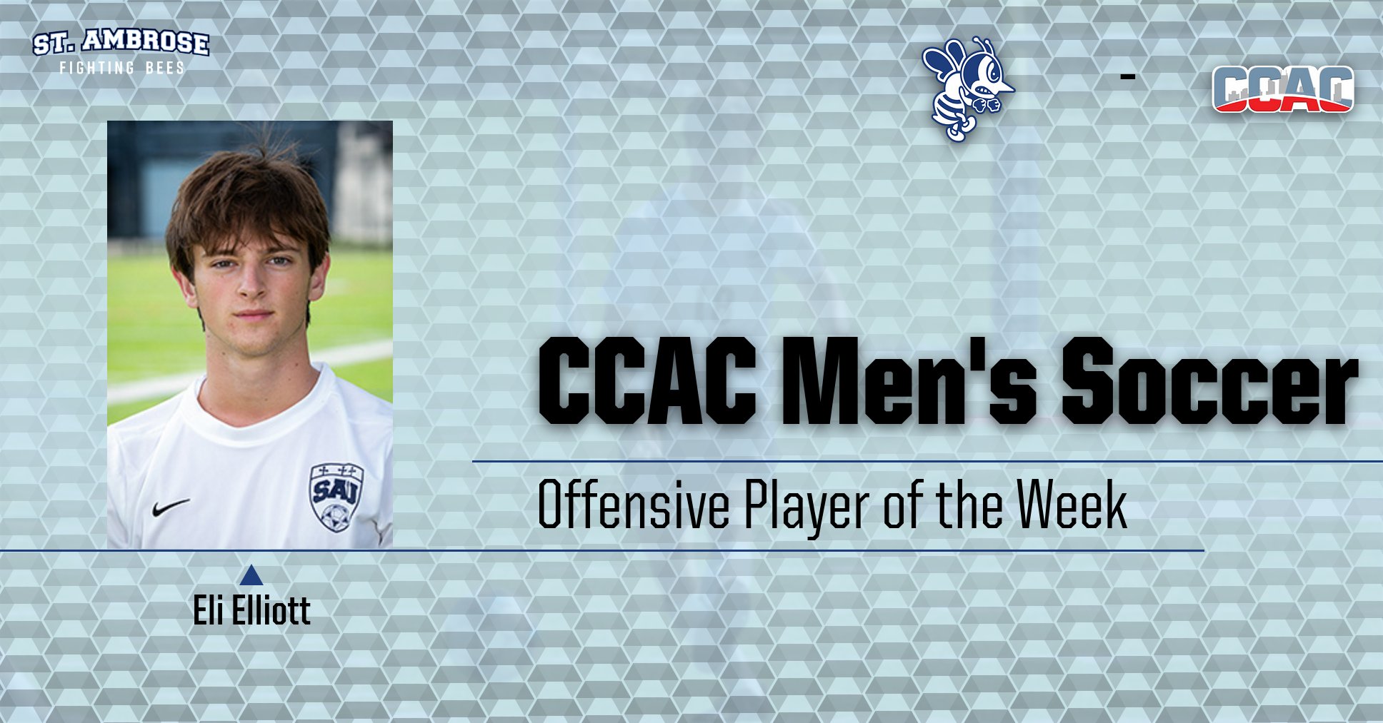 Elliott notches CCAC Men's Soccer Offensive Player of the Week honors