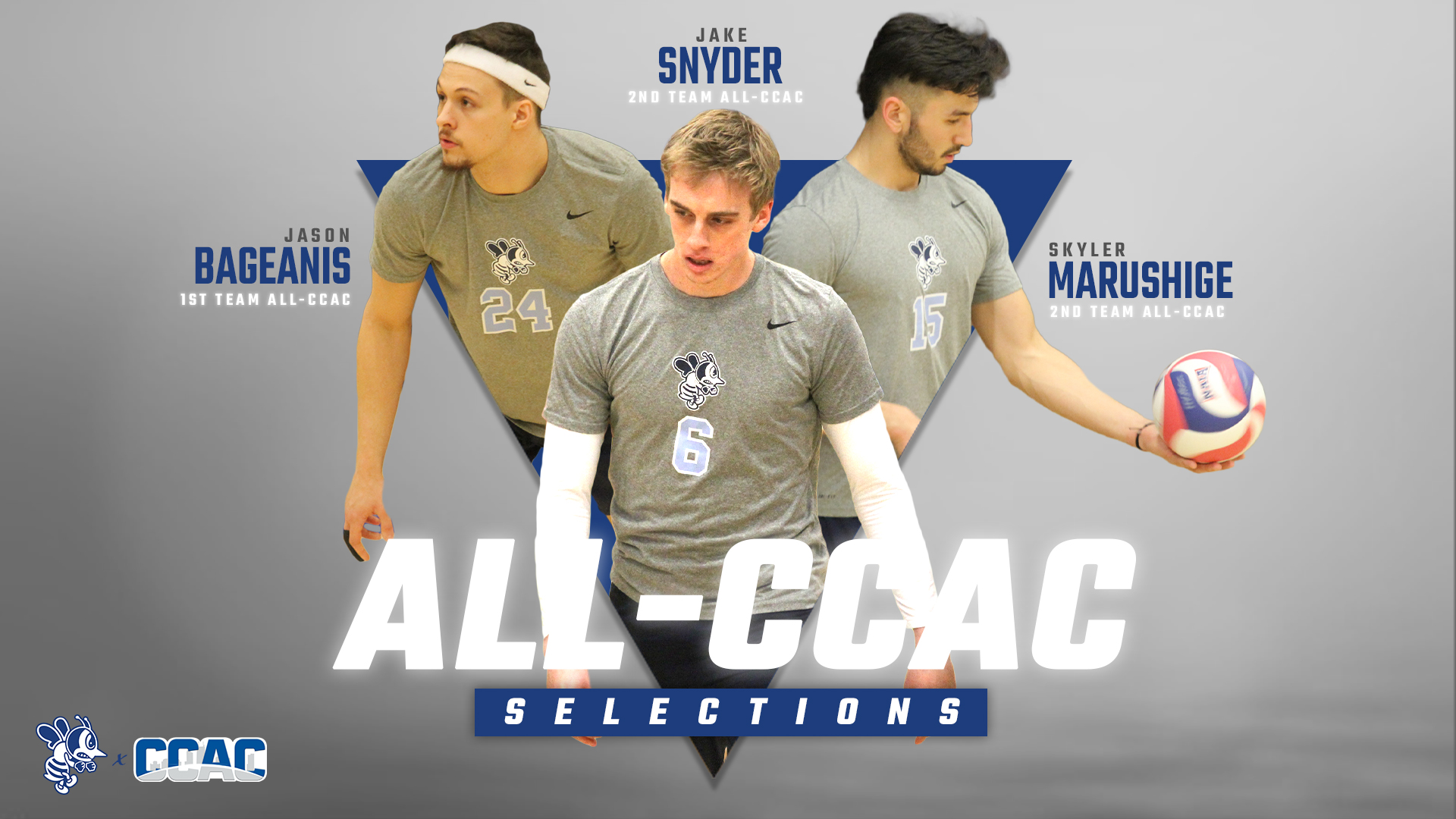Bageanis named first team all-CCAC, Marushige and Snyder on second team