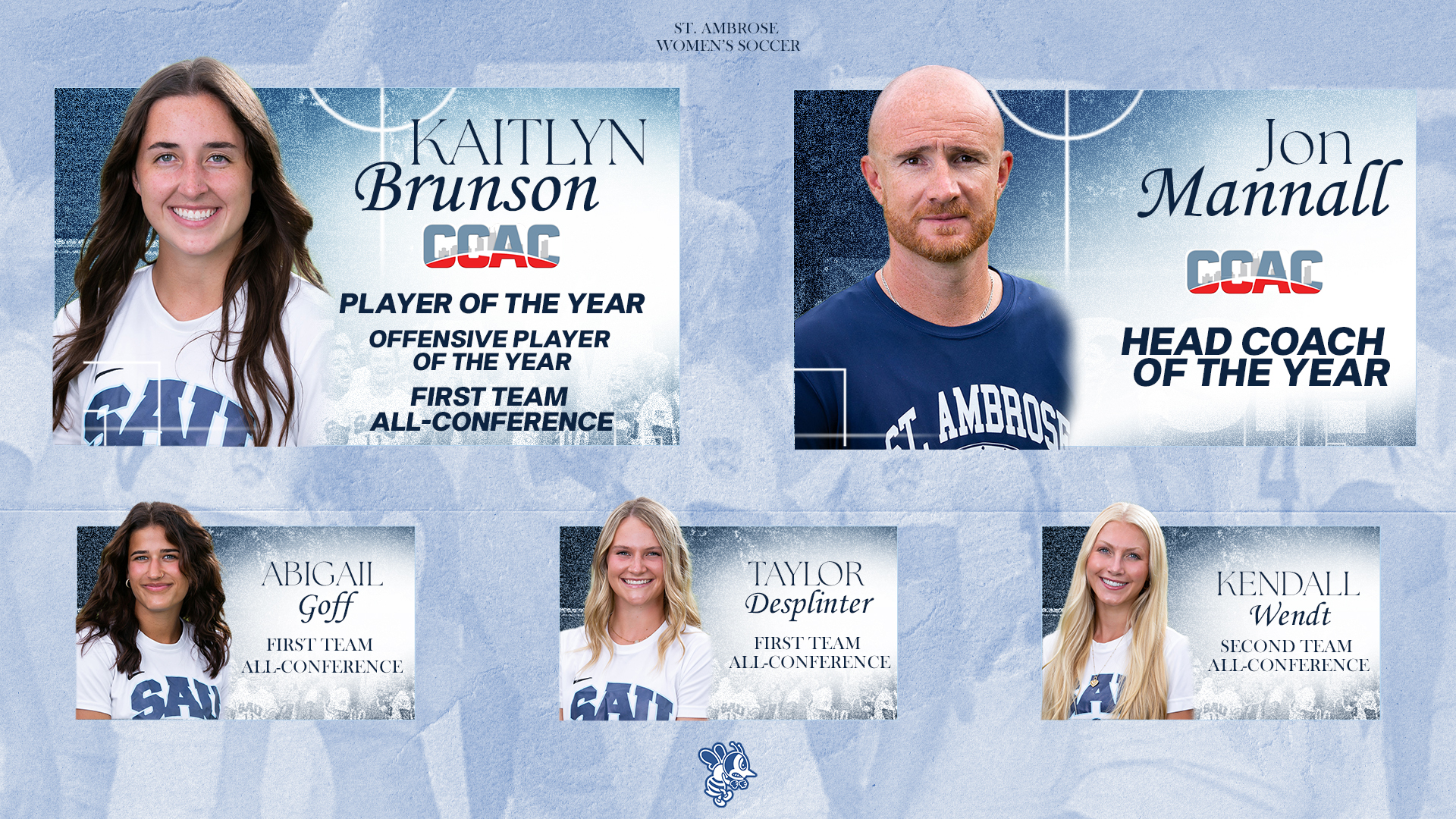 Brunson and Mannall grab CCAC postseason awards; Four Bees tab All-Conference honors