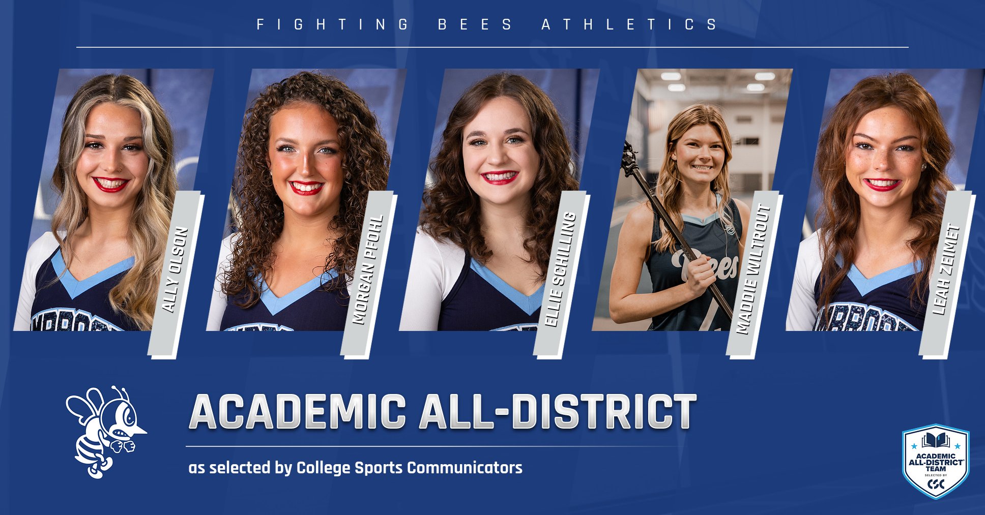 Five Fighting Bees named to Academic All-District Women's At-Large Team