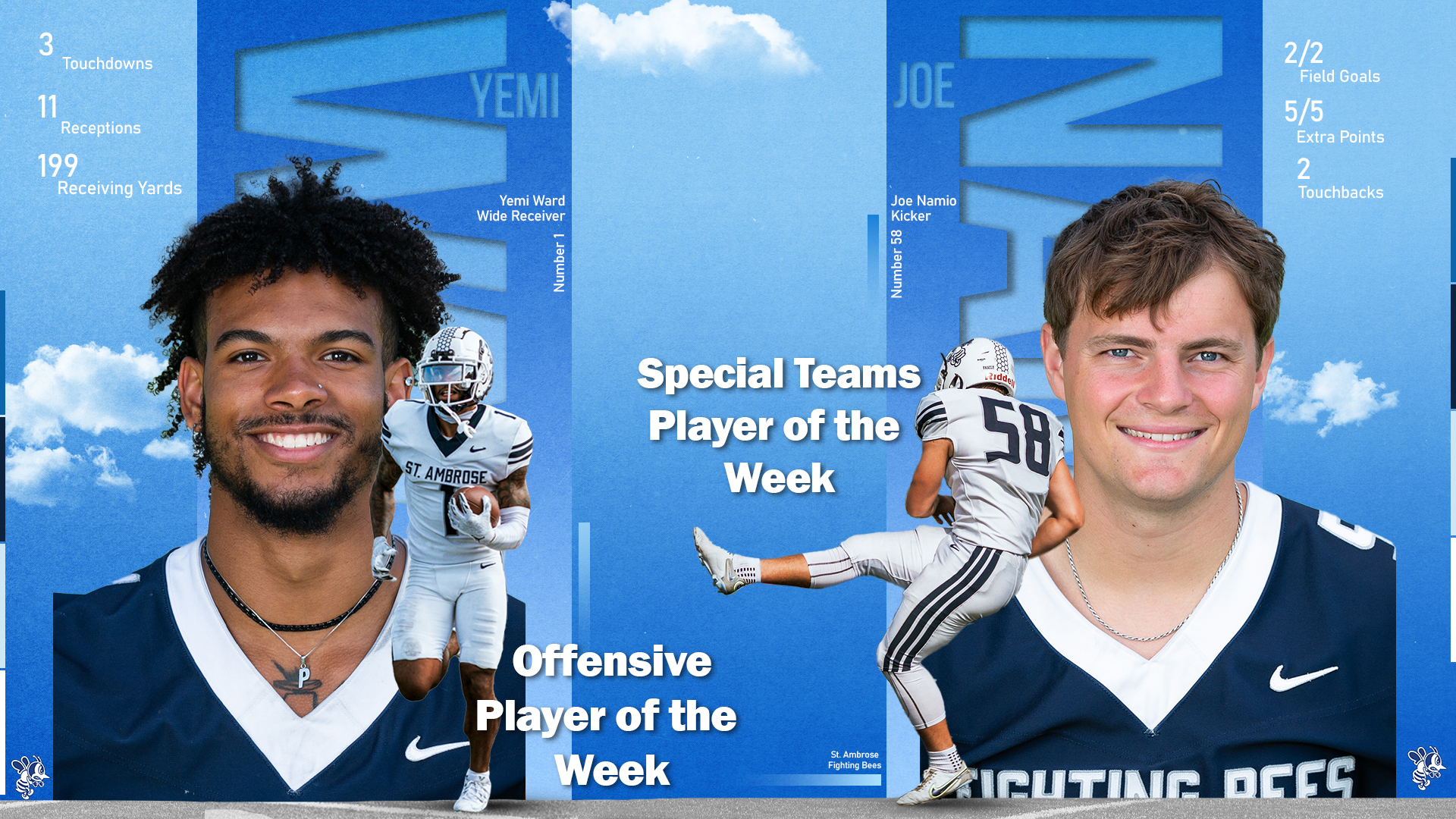 Ward, Namio named MSFA Players of the Week