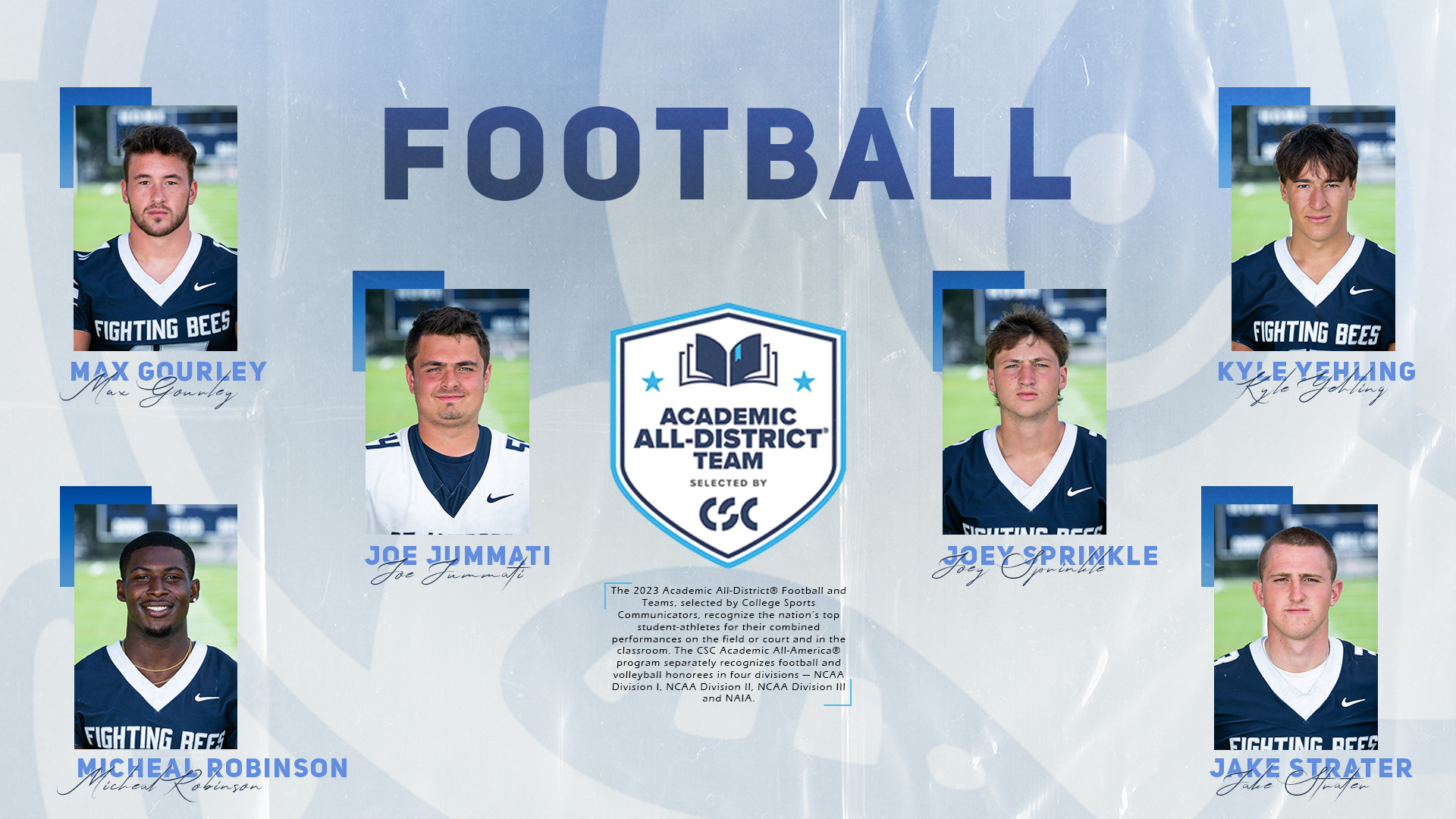 Six Bees named to CSC Academic All-District Team