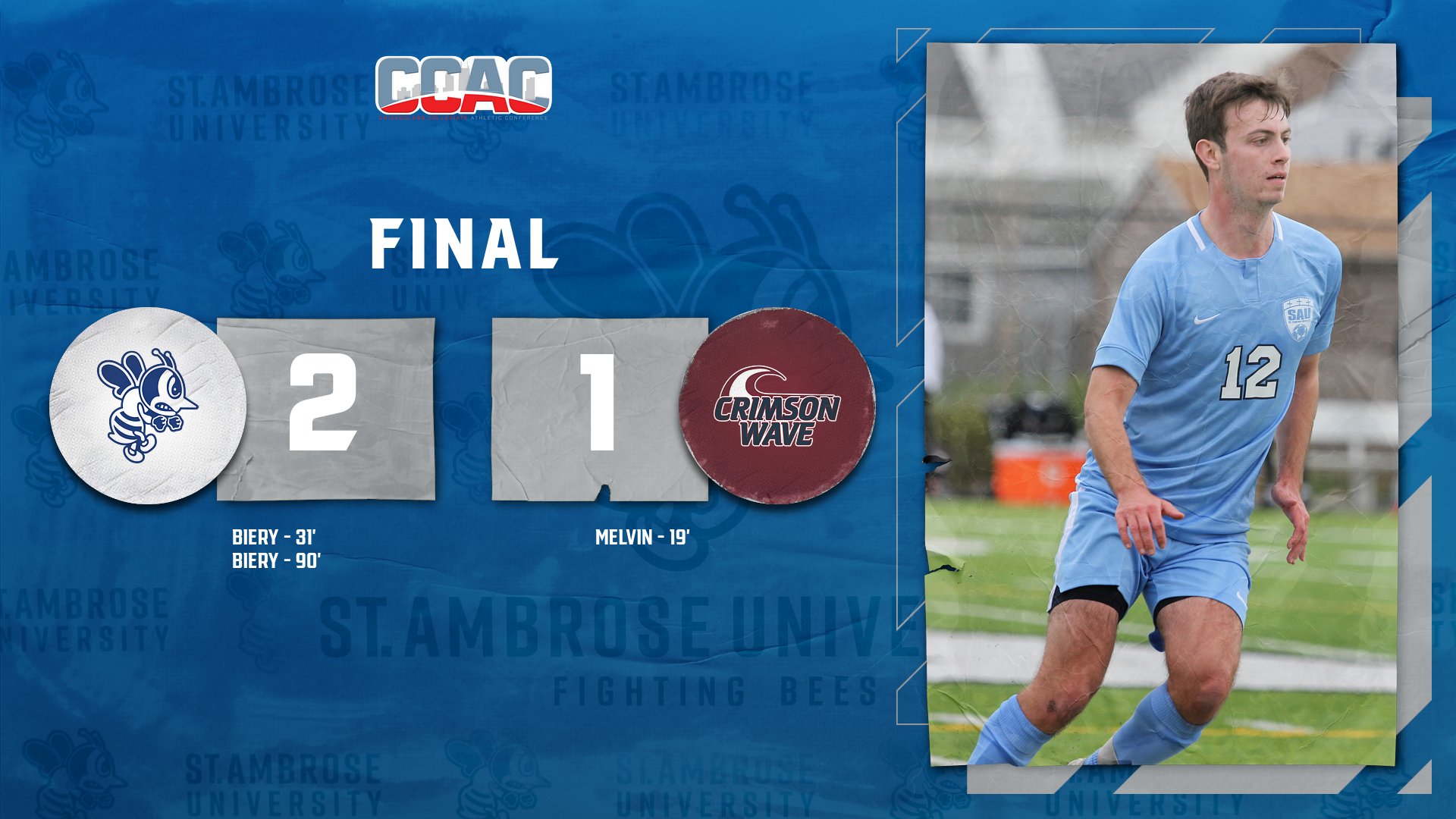 Biery's late goal gives SAU first conference victory