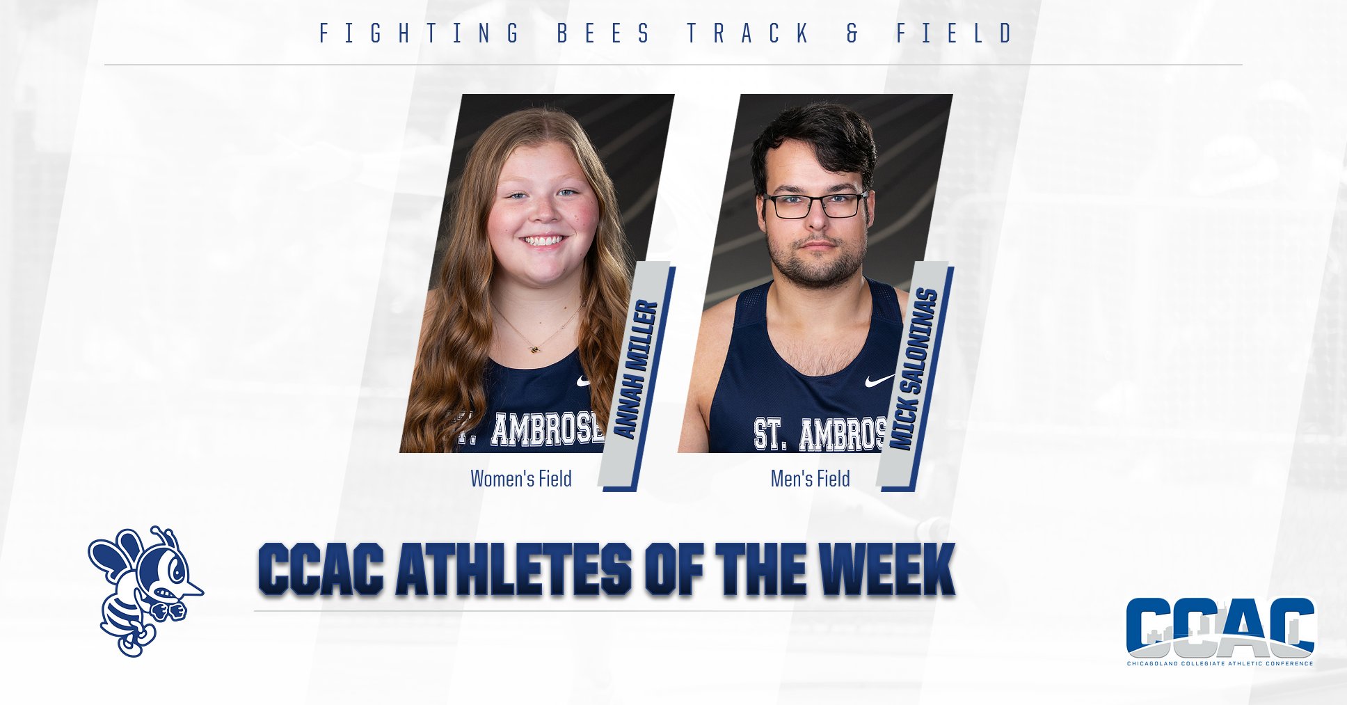 Third straight CCAC Field Athlete of the Week honor for Miller, Saloninas