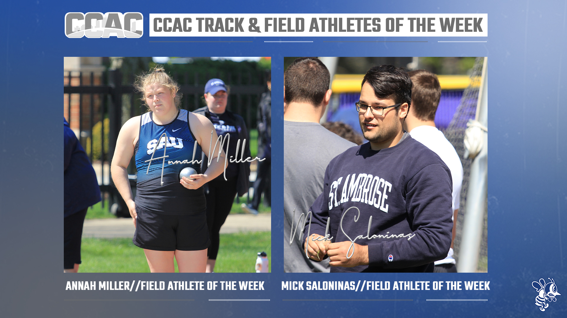 Saloninas, Miller named CCAC Outdoor Field Athletes of the Week