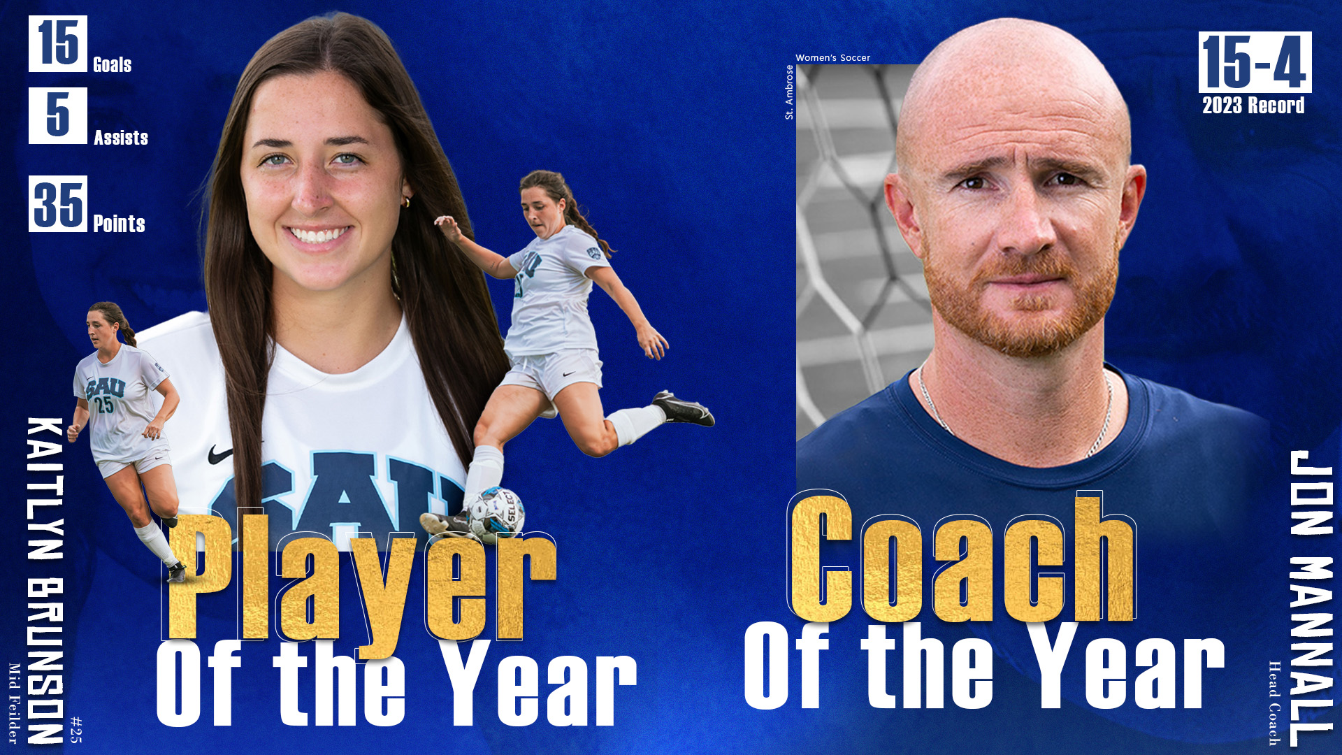 Brunson named Player of the Year, Mannall selected as Coach of the Year