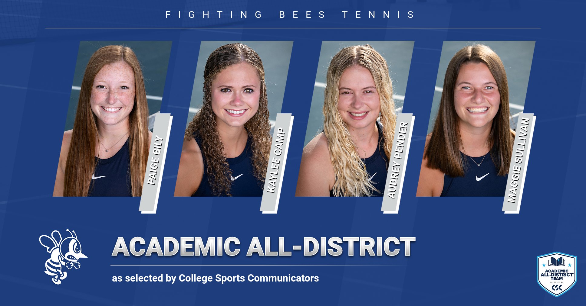 Seven Bees named to Academic All-District Tennis Team